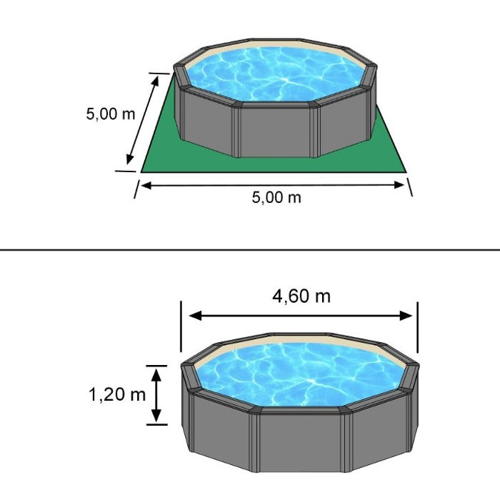 Piscina fuoriterra Grè FINLANDIA, fantasia Nordic ø 460 X H 120, filtro SABBIA misure e ingombri