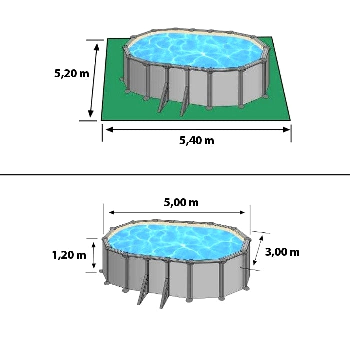 Piscina fuoriterra Grè FINLANDIA, fantasia Nordic 500X300XH120, filtro SABBIA dimensioni
