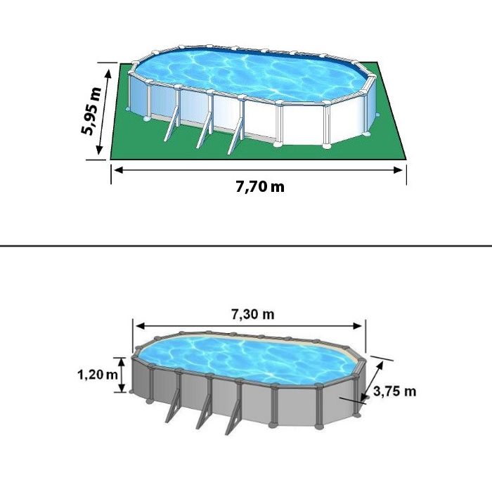 Piscina fuoriterra Grè FINLANDIA, fantasia Nordic 730X375XH120, filtro SABBIA misure