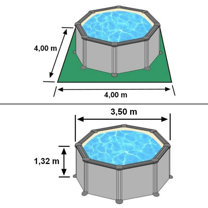 Piscina fuoriterra Grè GROENLANDIA fantasia Nordic Ø 350 X H 132, filtro SABBIA misure