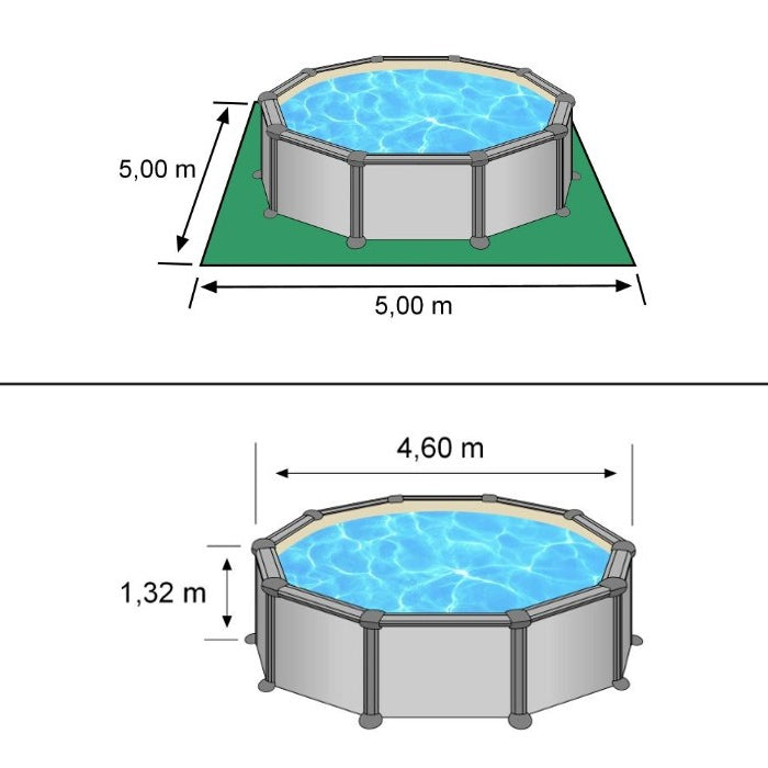 Piscina fuoriterra Grè GROENLANDIA fantasia Nordic Ø 460 X H 132, filtro SABBIA ingombro