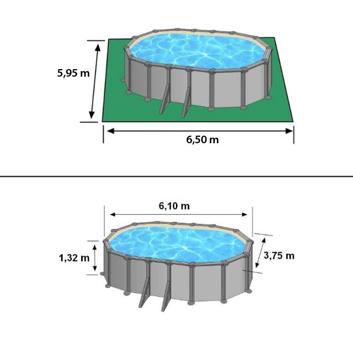 Piscina fuoriterra Grè GROENLANDIA, fantasia Nordic 610X375XH132, filtro SABBIA ingombri