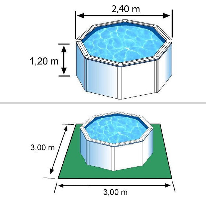 FIDJI - Ø 240 x h120 cm - filtro SABBIA - piscina fuoriterra rigida in acciaio colore bianco Dream Pool - Grè ingombro
