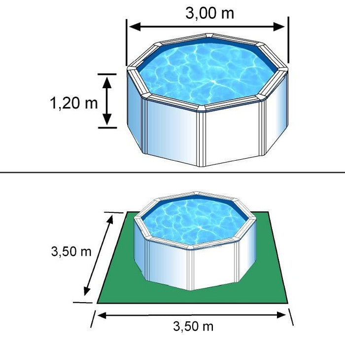 FIDJI - Ø 300 x h120 cm - filtro SABBIA - piscina fuoriterra rigida in acciaio colore bianco Dream Pool - Grè ingobro