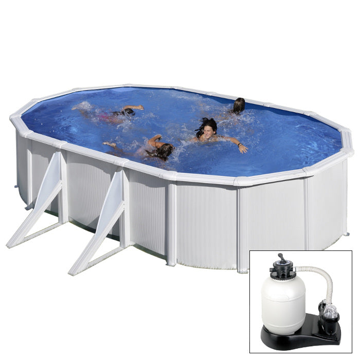 FIDJI - 610 x 375 x h120 cm - filtro SABBIA - piscina fuoriterra rigida in acciaio colore bianco Dream Pool - Grè