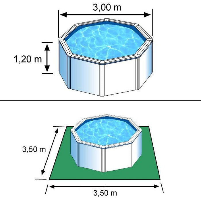 BORA BORA - Ø 300 x h120 cm - filtro CARTUCCIA - Piscina fuoriterra rigida in acciaio colore bianco Dream Pool - Grè ingombri