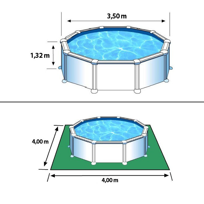ATLANTIS- Ø 350 x h132 cm - filtro SABBIA - piscina fuoriterra rigida in acciaio colore bianco Dream Pool - Grè  ingombri