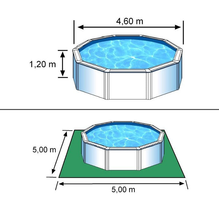 BORA BORA - Ø 460 x h120 cm - filtro CARTUCCIA - Piscina fuoriterra rigida in acciaio colore bianco Dream Pool - Grè ingombri