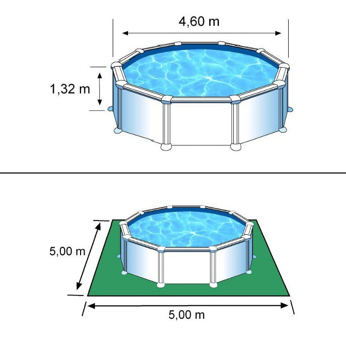 ATLANTIS- Ø 460 x h132 cm - filtro SABBIA - piscina fuoriterra rigida in acciaio colore bianco Dream Pool - Grè ingombro