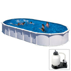 HAITI, piscina fuoriterra Grè bianca 1000 x 550 x h 132 cm, filtro SABBIA