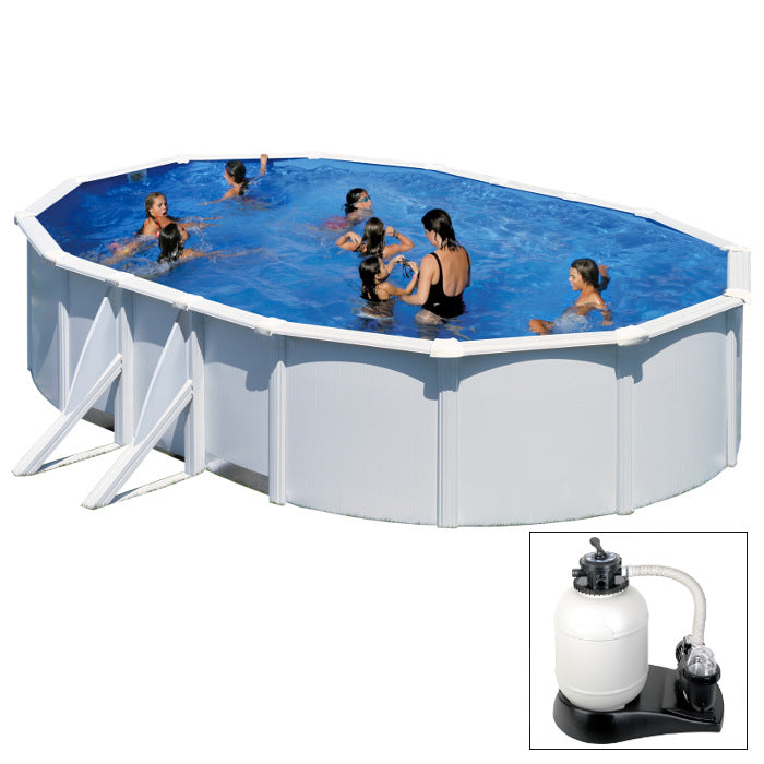 FIDJI - 500 x 300 x h120 cm - filtro SABBIA - piscina fuoriterra rigida in acciaio colore bianco Dream Pool - Grè