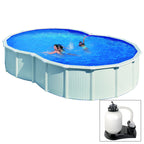 VARADERO, oberirdisches Schwimmbecken Grè weiß, 500 x 340 x h120 cm, SANDfilter