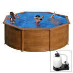 Piscina fuera de tierra Grè MAURITIUS fantasía madera, Ø350xh132 filtro DE ARENA
