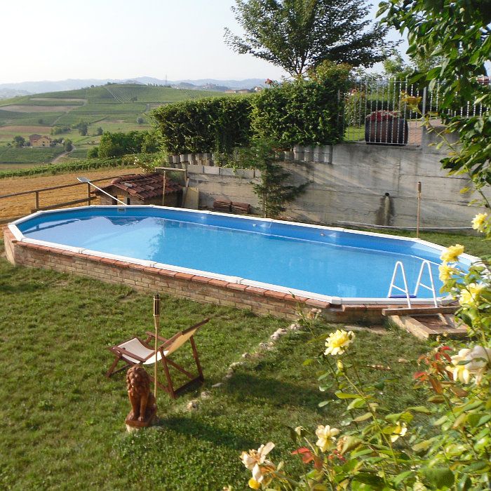 HAITI - 610 x 375 x h 132 cm - filtro SABBIA - piscina fuoriterra rigida in acciaio colore bianco - Grè interrata