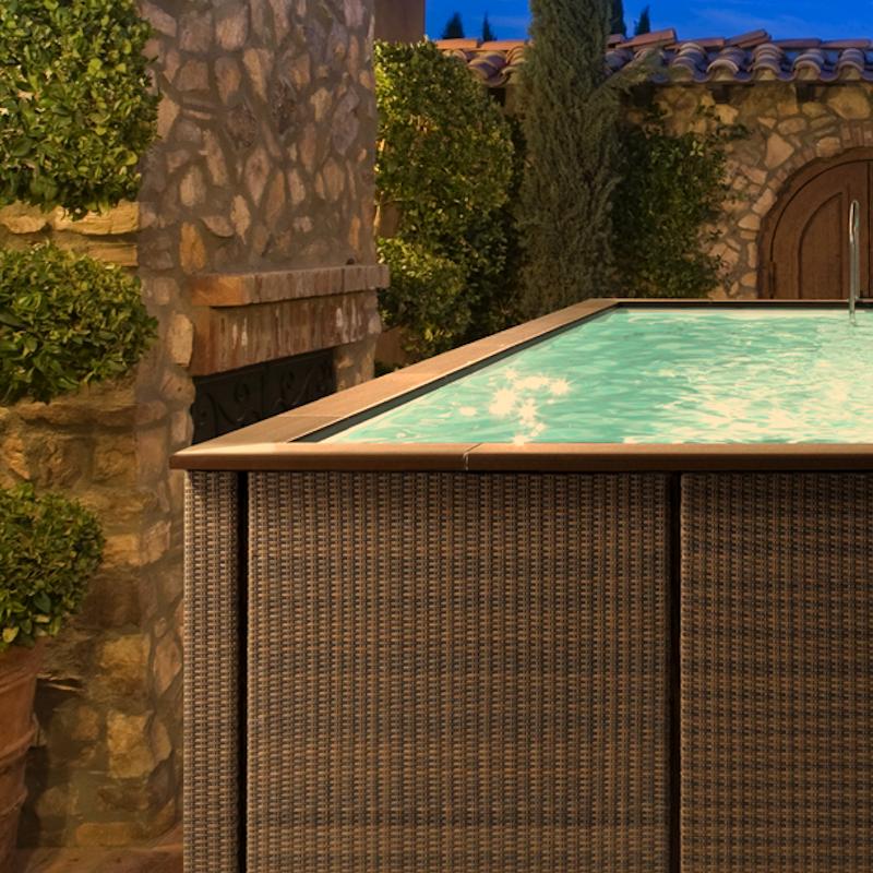 bordo ecolegno Piscina fuori terra Laghetto Dolcevita Rattan 3 x 5 m filtro cartuccia