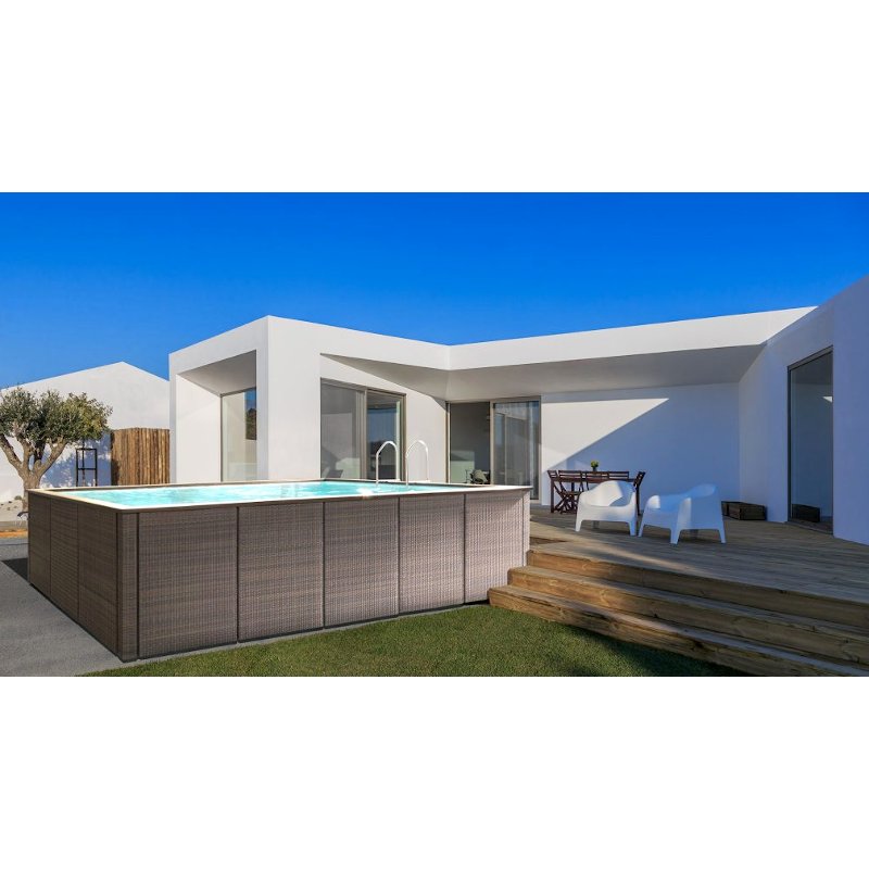 design Piscina fuori terra Laghetto Dolcevita Rattan 3 x 5 m filtro a sabbia