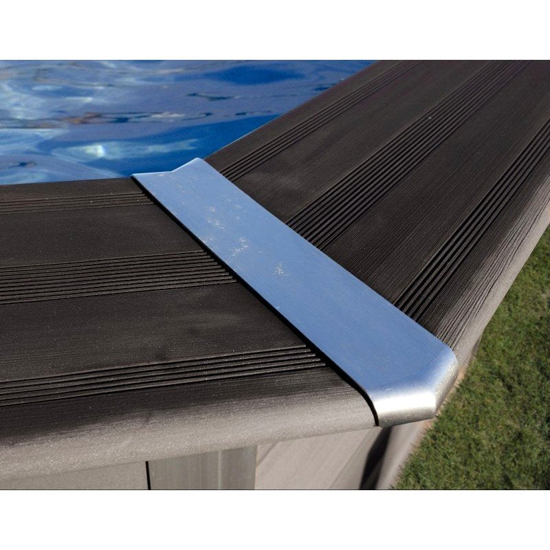 AVANTGARDE 804 x 386 x h124 cm - filtro a sabbia - piscina in materiale composito colore antracite con pannelli premontati dettaglio angolo