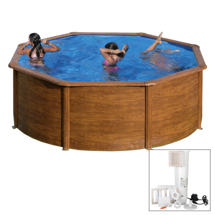 SICILIA Ø 300 x h 120 - filtro cartuccia - Piscina fuoriterra rigida in acciaio fantasia legno Dream Pool - Grè