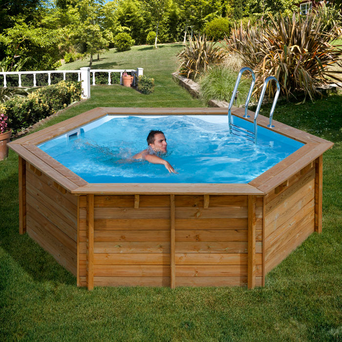 VANILLE 2, piscina fuori terra in legno Gré, ø 343 x h 116, filtro SABBIA