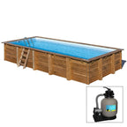 EVORA, above ground swimming pool in Gré wood, 570 x 373 xh 130, SAND filter 