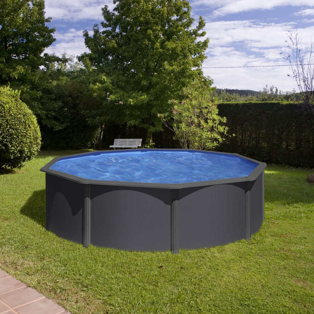 ANTRACITE Ø 350 h 120 cm, filtro sabbia, piscina fuoriterra in composito