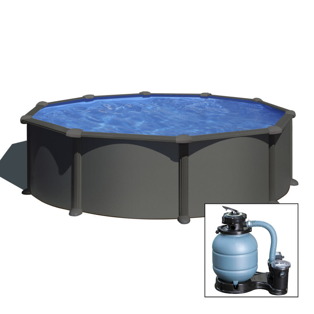 ANTRACITE Ø 350 h 120 cm, filtro sabbia, piscina fuoriterra in composito