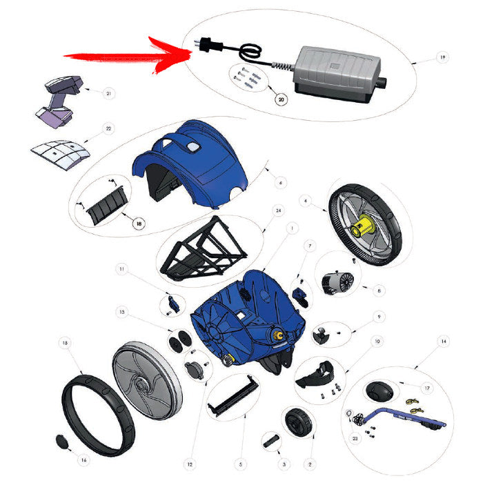 Zodiac W2100A - Quadro comandi per robot Vortex 1 esploso