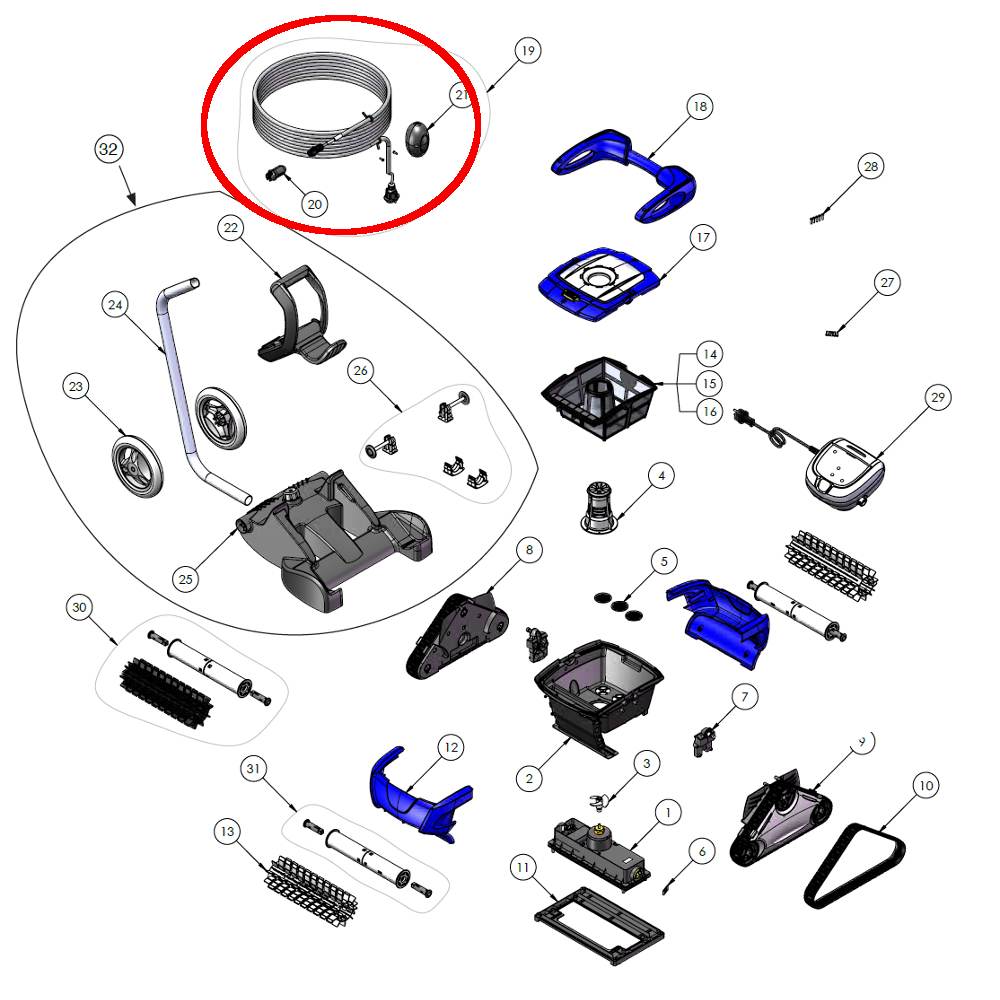 Zodiac R0632101 - Cavo 18 m per RC 4400 Ciclonx - esploso