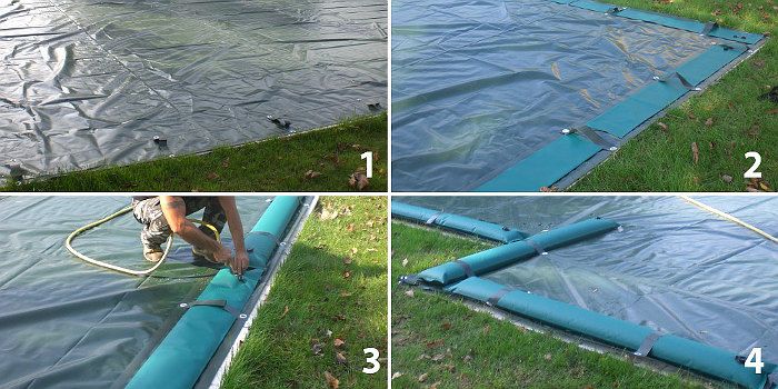 Salsicciotto Tubolare in PVC da 1 m per copertura Invernale piscina - fasi di posa
