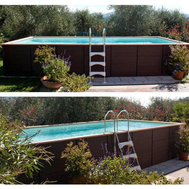 scaletta Piscina fuori terra Laghetto Dolcevita Rattan 2 x 5 m filtro cartuccia