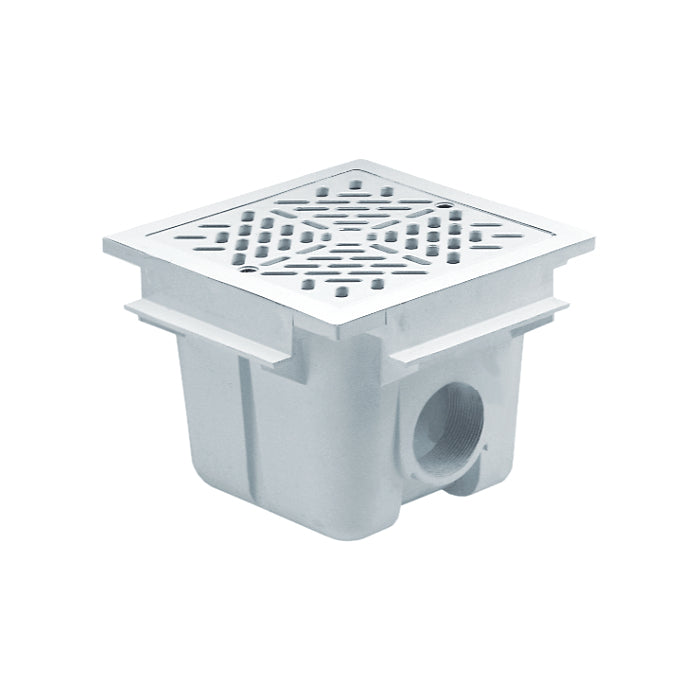 Scarico presa di fondo in ABS 210x210 mm uscita ø2" per piscina in cemento Astralpool bianco quadrato