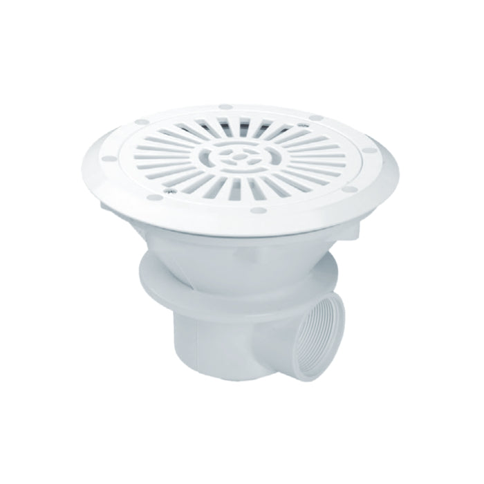 Scarico di fondo Ø 210 mm in ABS ø2" per piscina prefabbricata e in liner pvc Astralpool bianca griglia piatta