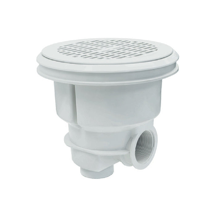 Scarico di fondo NORM in ABS ø2" per piscina prefabbricata e in liner pvc Astralpool bianco griglia piana