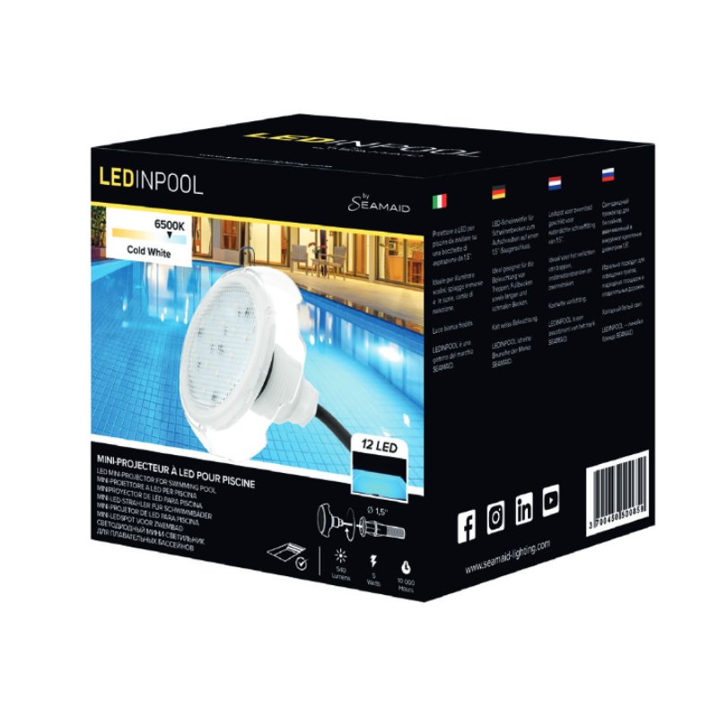 500859 Faro / Lampada / Mini Proiettore per piscina Seamaid, bianco packaging