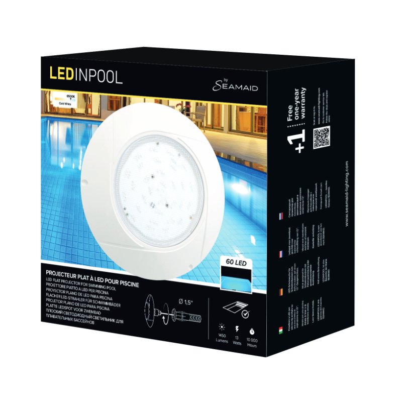 Seamaid 502860 Proiettore piatto piscina universale PAR56 Led Bianco packaging 