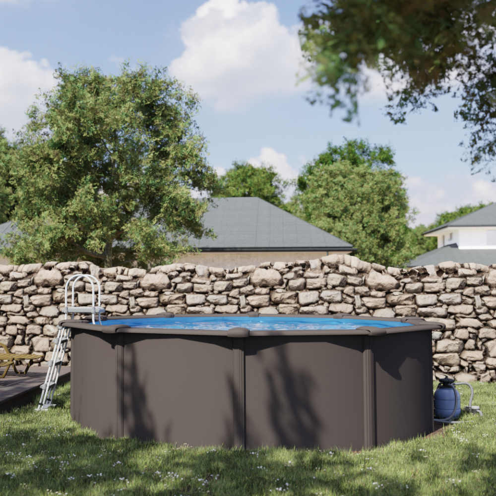 ANTRACITE Ø 350 h 120 cm, filtro sabbia, piscina fuoriterra in composito