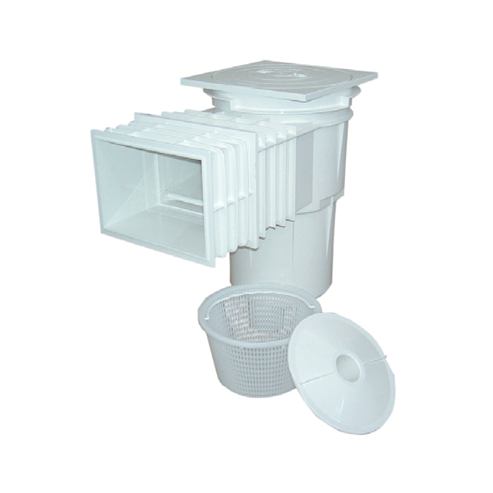 Skimmer bocca standard stretta e prolunga in ABS 17,5 Lt per piscina in cemento Astralpool bianco e cestello
