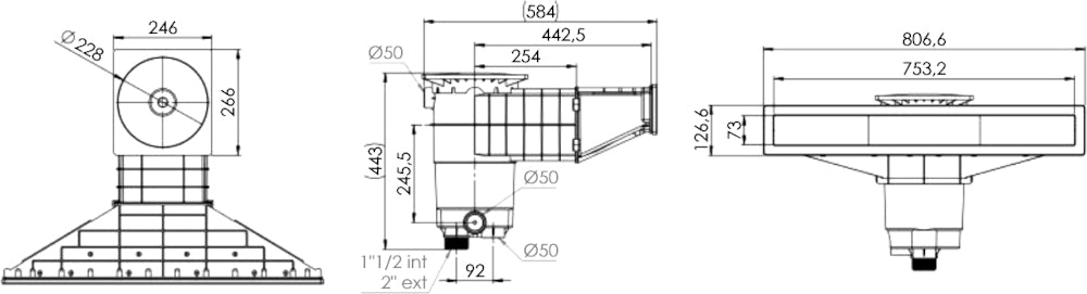 Skimmer sfioratore Weltico A800 misure