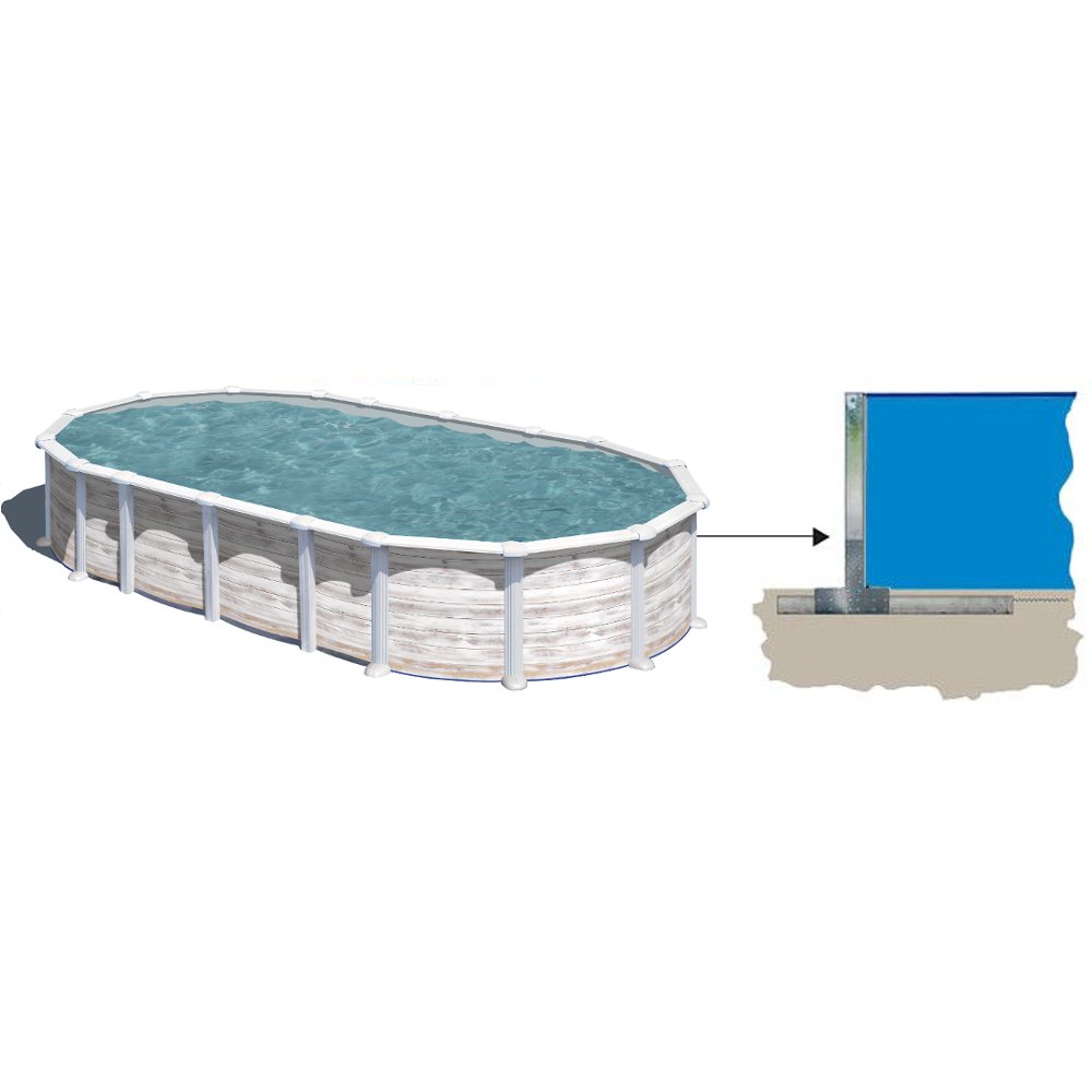 Piscina fuoriterra Grè ISLANDIA fantasia Nordic 610x375xh132 filtro SABBIA fissaggio a terra