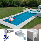 Easy kit Skimmer Kart, kit piscina fai da te 5 x 14 x h 1.50, skimmer sfioratore filtrante